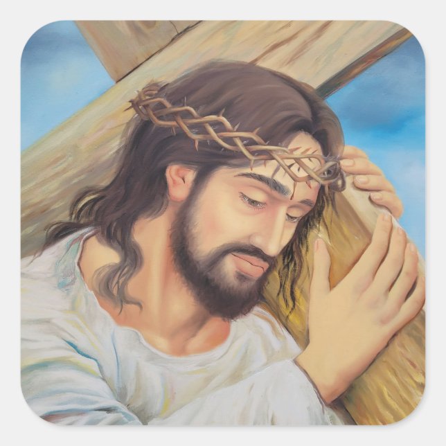 Pegatina Cuadrada Religión cristiana Jesucristo (Anverso)