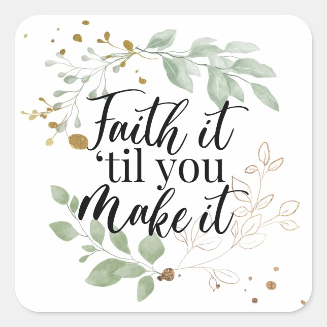 Pegatina Cuadrada Religiosa Escritura Cristiana Eucalyptus Greenery (Anverso)