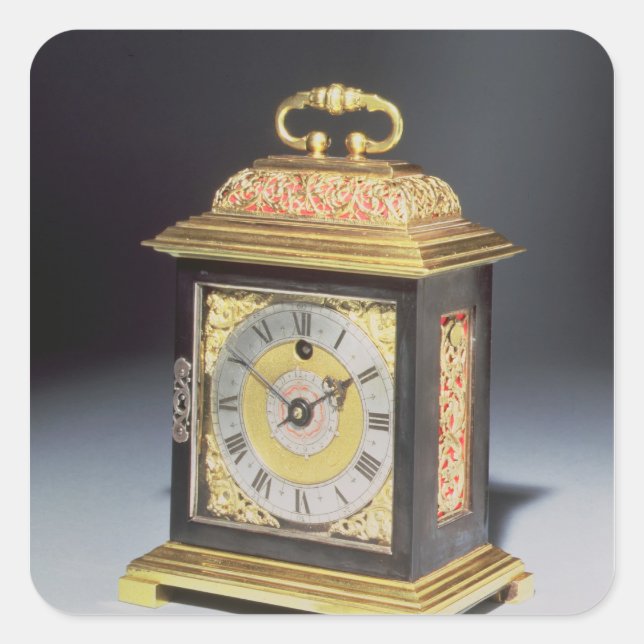 Pegatina Cuadrada Reloj de corchete en miniatura (Anverso)