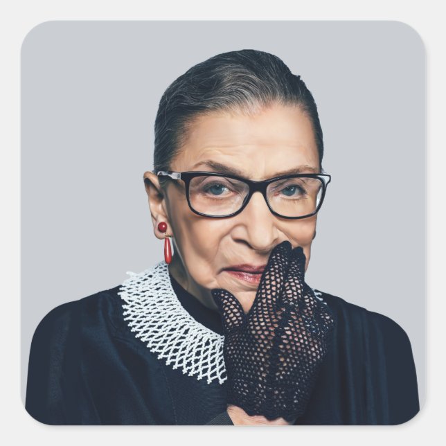Pegatina Cuadrada Reloj de pared de Ruth Bader Ginsburg (Anverso)