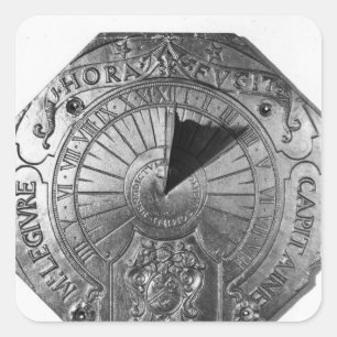 Pegatina Cuadrada Reloj de sol portátil, del castillo 1756 de Sierk