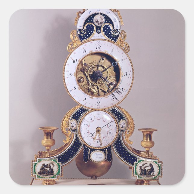 Pegatina Cuadrada Reloj decimal y duodecimal (Anverso)