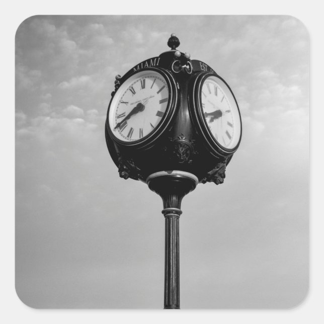Pegatina Cuadrada Reloj en la ruta 66 (Anverso)