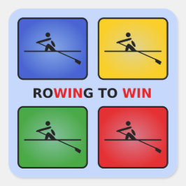 Pegatina Cuadrada Remando para ganar cuatro colores tripulación azul