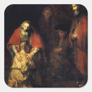 Pegatina Cuadrada Rembrandt - El regreso del hijo pródigo