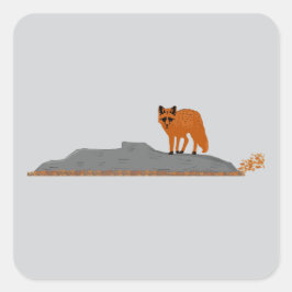 Pegatina Cuadrada 🦊 Renard sur le Rocher
