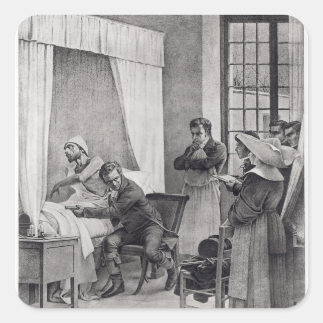 Pegatina Cuadrada Rene Theophile Hyacinthe Laennec (Anverso)