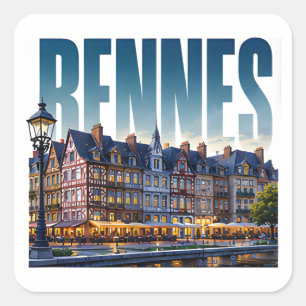 Pegatina Cuadrada Rennes Francia Patrimonio Bretón Belleza