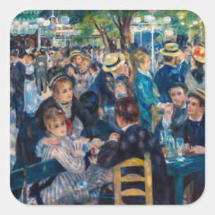 Pegatina Cuadrada Renoir - Baile en Le Moulin de la Galette