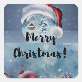 Pegatina Cuadrada Renos de Navidad modernos divertidos y lindos