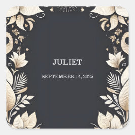 Pegatina Cuadrada Renovación de Votos Matrimoniales Tradicionales Fi