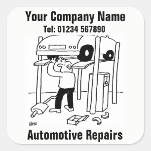 Pegatina Cuadrada Reparaciones Automotrices
