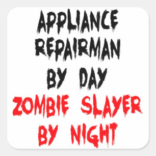 Pegatina Cuadrada Reparador de dispositivo Zombie Slayer
