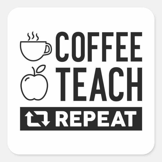 Pegatina Cuadrada Repetición de prueba de café (Anverso)