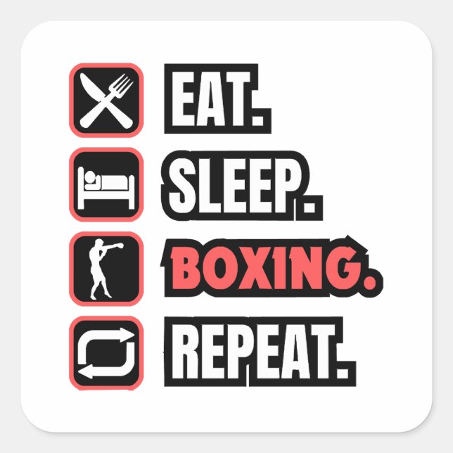 Pegatina Cuadrada Repetir el Boxeo de sueño (Anverso)