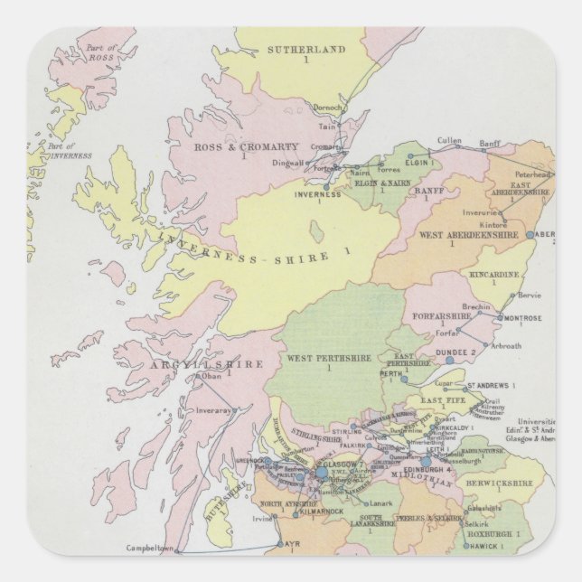 Pegatina Cuadrada Representación parlamentaria | Escocia (Anverso)