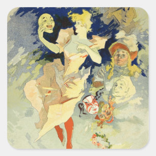 Pegatina Cuadrada Reproducción del "La Danse", 1891 (litho)