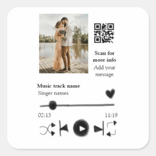 Pegatina Cuadrada Reproductor de música personalizado código q r de