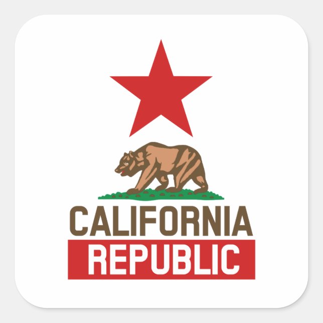 Pegatina Cuadrada República California (Anverso)