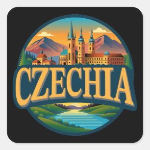 Pegatina Cuadrada República Checa Europa