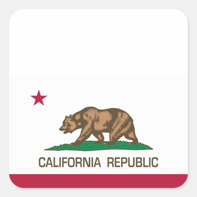 Pegatina Cuadrada República de California (Bandera Estatal) (Anverso)