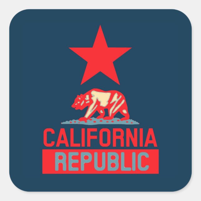 Pegatina Cuadrada República de California en la decoración de estilo (Anverso)