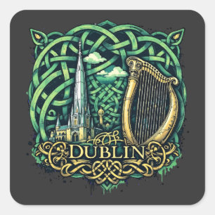 Pegatina Cuadrada República de Dublín de Irlanda