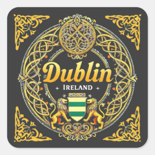 Pegatina Cuadrada República de Dublín de Irlanda