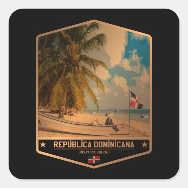 Pegatina Cuadrada República Dominicana (Anverso)