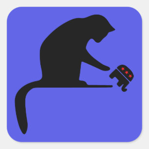 Pegatina Cuadrada Republicanos de gatos en el lanzamiento