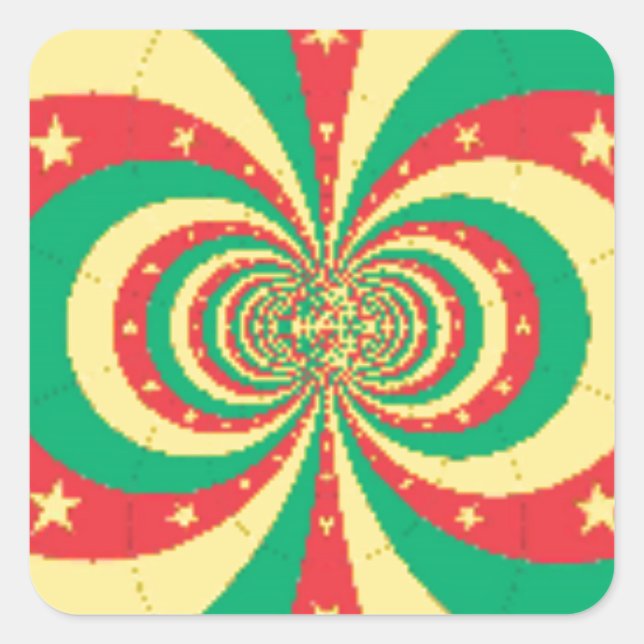 Pegatina Cuadrada République du Cameroun, estrella de cinco puntas (Anverso)