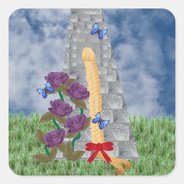 Pegatina Cuadrada Repunzel Repunzel (Anverso)