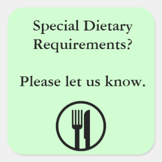 Pegatina Cuadrada Requisitos Dietarios Especiales