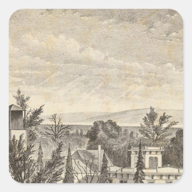 Pegatina Cuadrada Res de Lewelling, granja (Anverso)