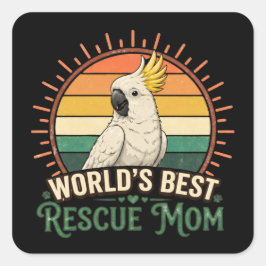 Pegatina Cuadrada Rescate de Cacatúa Mamá Pájaro