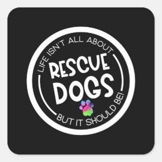 Pegatina Cuadrada Rescue Dog Search Dog Service Dog Paw