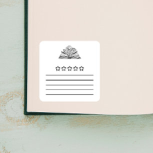 PEGATINA CUADRADA RESEÑAS DE LIBROS ABIERTOS ANOTACIÓN DE REGISTRO D