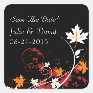 Pegatina Cuadrada Reserva abstracta de la boda de las hojas de otoño