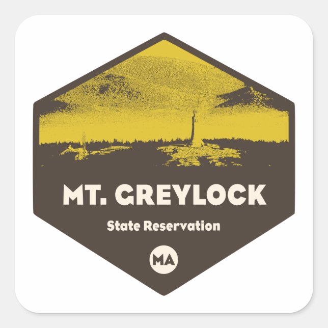 Pegatina Cuadrada Reserva Estatal Mount Greylock Massachusetts (Anverso)