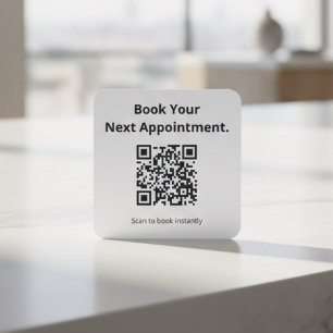 Pegatina Cuadrada Reserva tu próxima cita Código QR