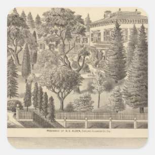 Pegatina Cuadrada Residencia de Alden, zona de Harmon