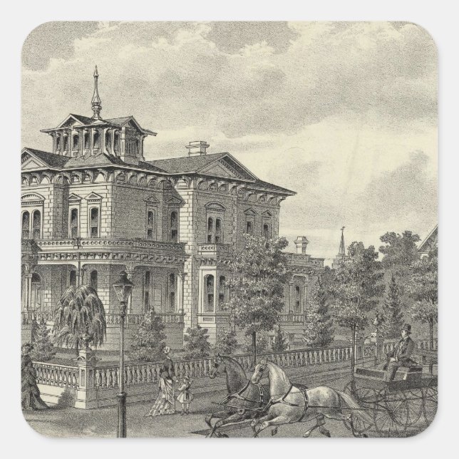 Pegatina Cuadrada Residencia de Arguello (Anverso)