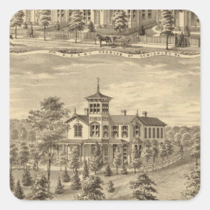 Pegatina Cuadrada Residencia de Jehu P Smith, Sewickley
