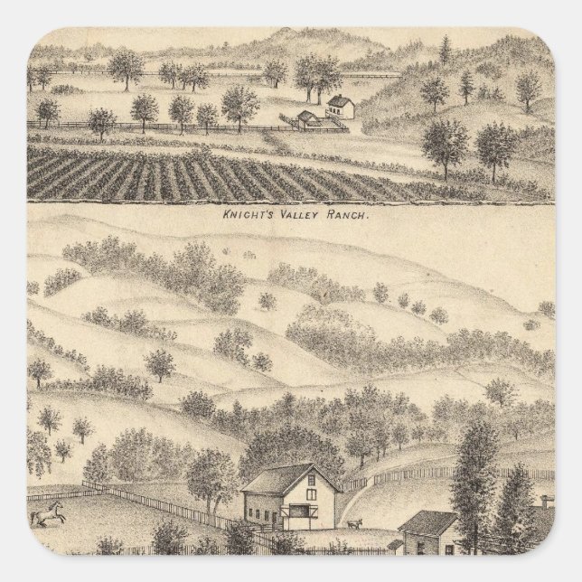 Pegatina Cuadrada Residencia de Joseph Alexander, Mendocino (Anverso)