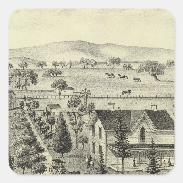 Pegatina Cuadrada Residencia de Quinn (Anverso)