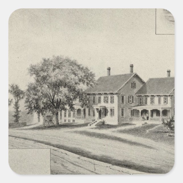 Pegatina Cuadrada Residencia de SH Dow (Anverso)