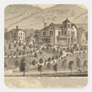 Pegatina Cuadrada Residencia suburbana de rodar