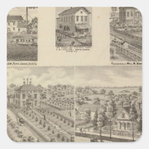 Pegatina Cuadrada Residencia y molino de L & J Keller