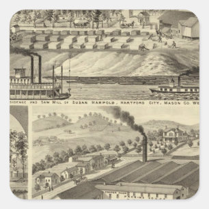 Pegatina Cuadrada Residencia y sierra molino de Susan Harpold