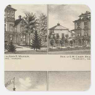 Pegatina Cuadrada Residencias, Abilene, Kansas